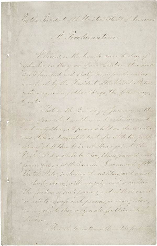 Emancipation Proclamation, January 1, 1863