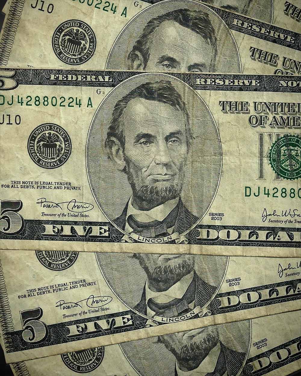 Five Dollar Bills Representing Promotional