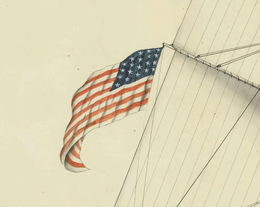 Flag on USS Lynx detail.