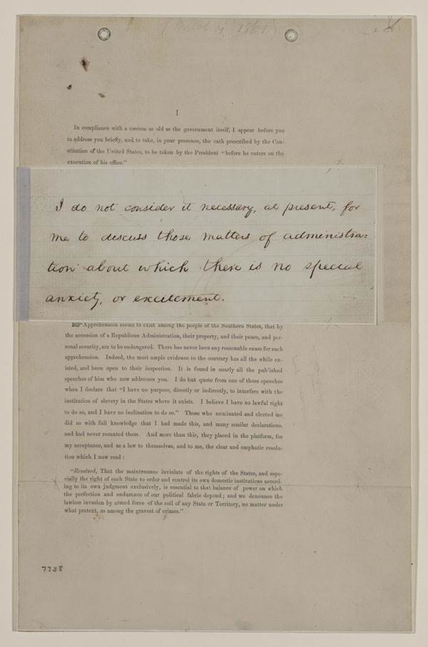Lincoln’s First Inaugural Address, March 4, 1861