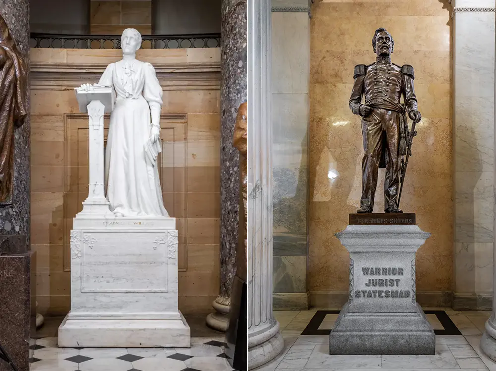 Photo of two statues.
