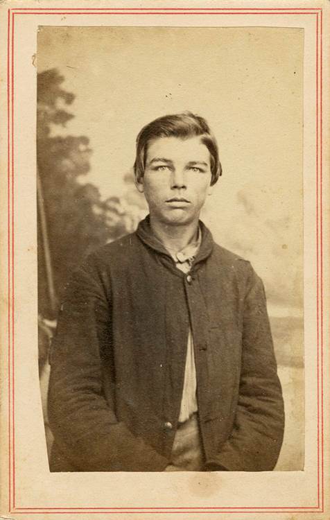 Leander Morrison as a soldier with the 5th Kansas Cavalry. 