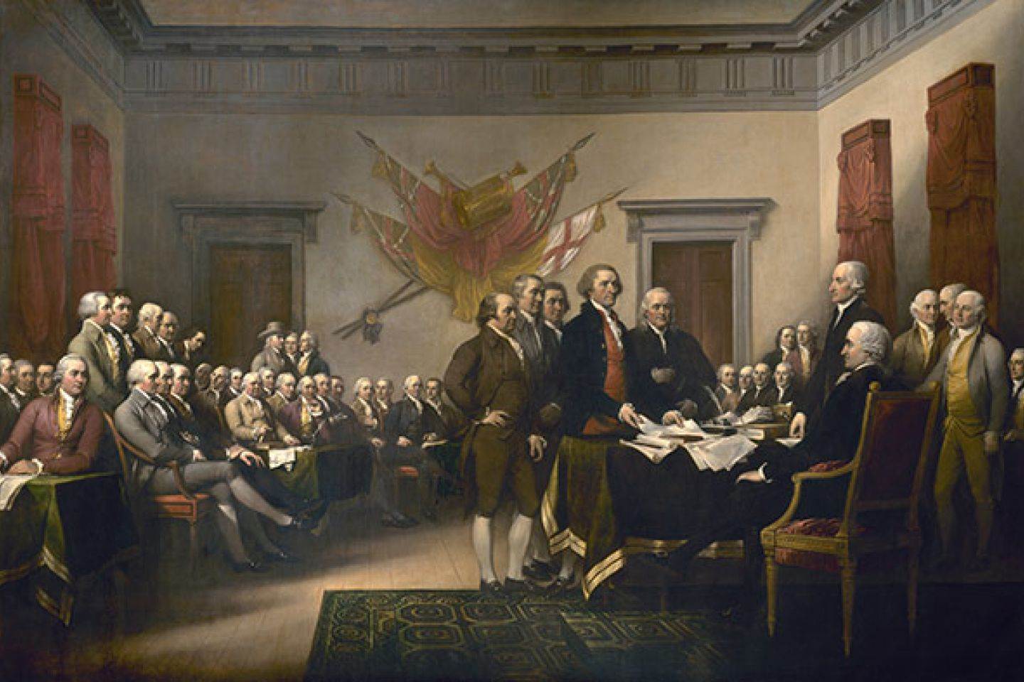 American Founders signing the Declaration of Independence