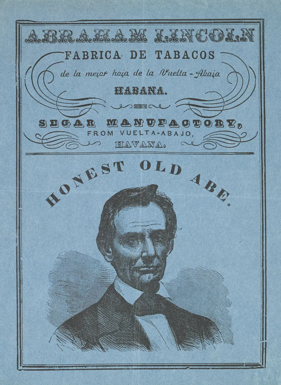 Image of a tobacco advertisement using Lincoln's face