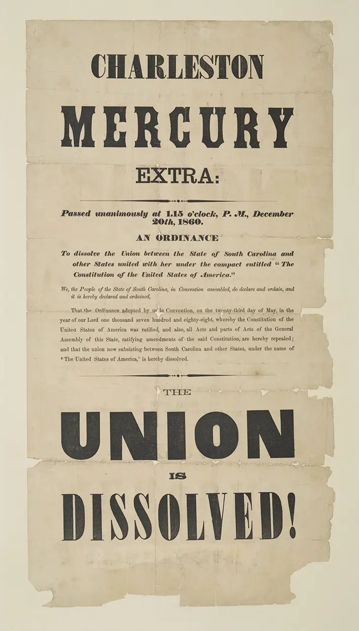 Image of a newspaper page declaring "Union is dissolved!"