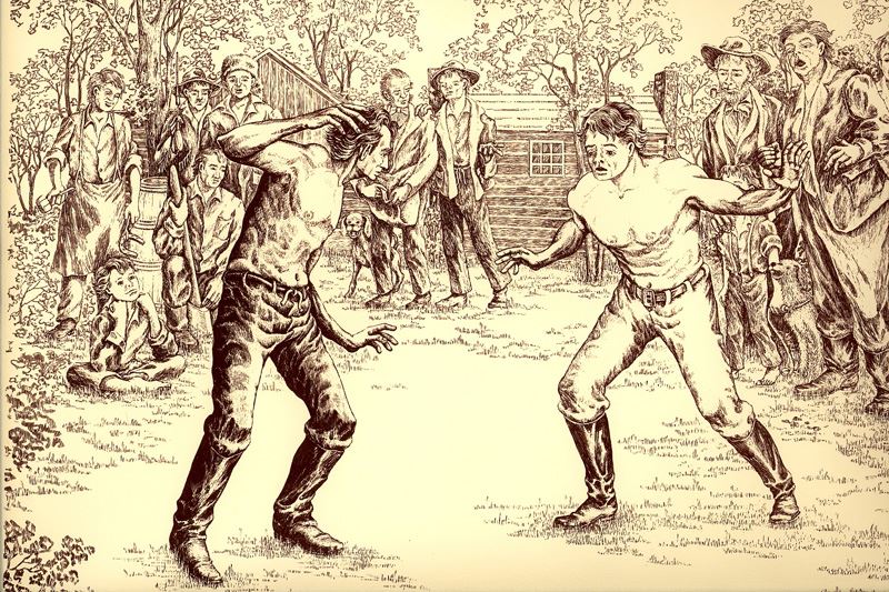 Depiction of Lincoln Wrestling