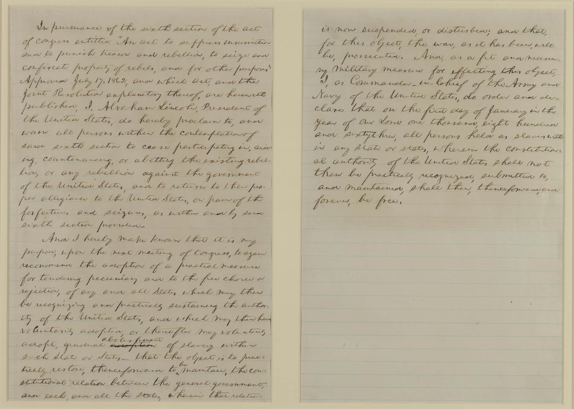 Draft of Emancipation Proclaimation